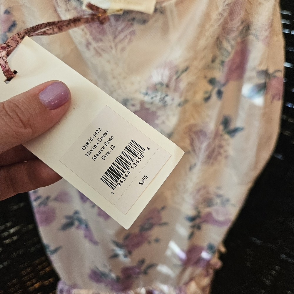 LoveShackFancy Pastel Floral Dress with Lace - Picture 8 of 8